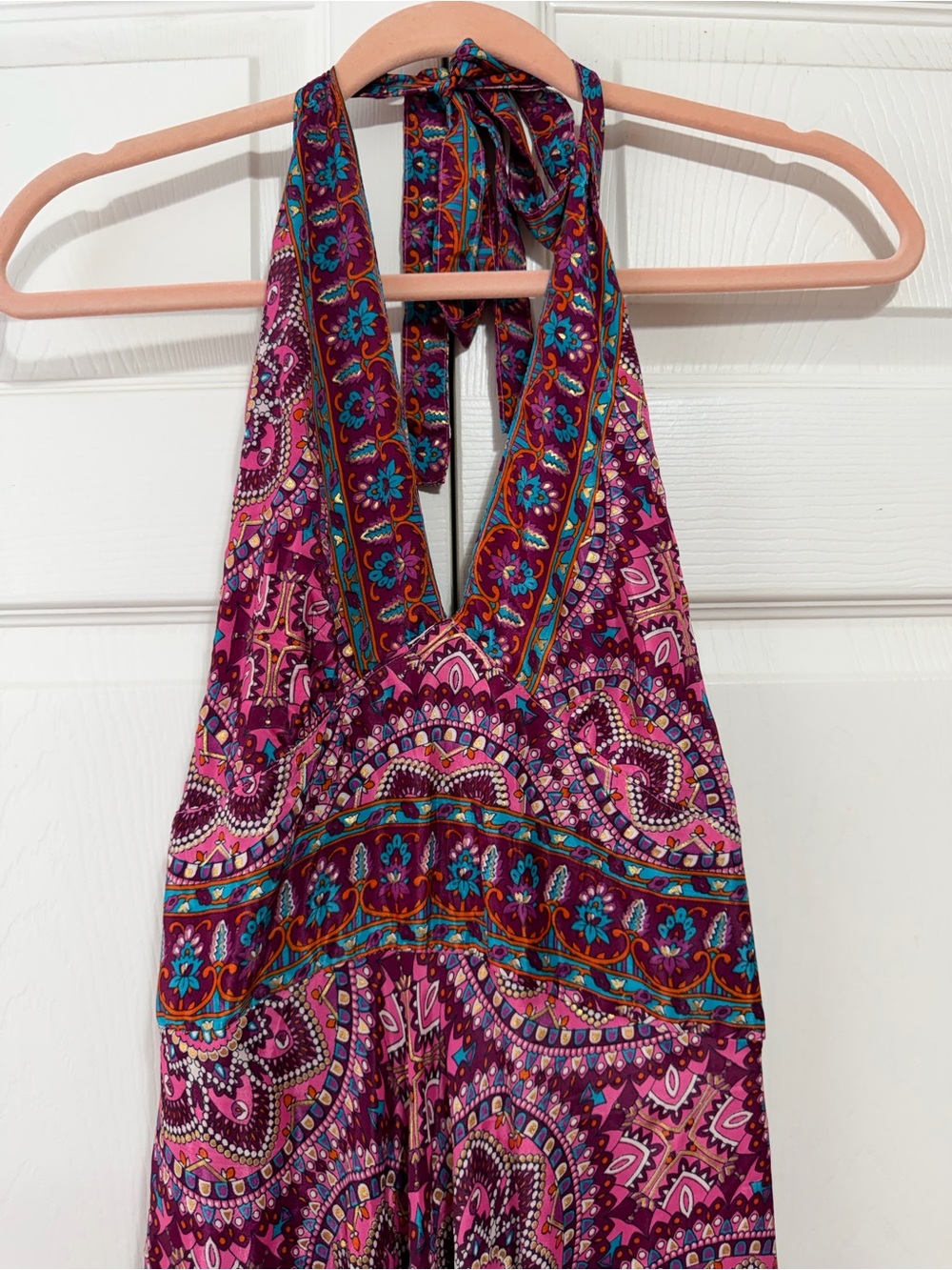 India Boutique Pink Paisley Sari Fabric Maxi Dress